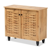 Baxton Studio Winda Modern and Contemporary Oak Brown Finished Wood 2-Door Shoe Cabinet